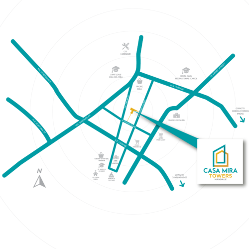 Casa Mira Towers Mandaue vicinity map — Brgy. Ibabao, Mandaue City