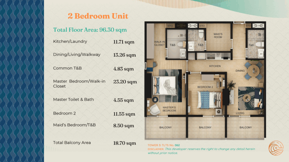 Costa Mira Mactan 2 bedroom unit floor plan