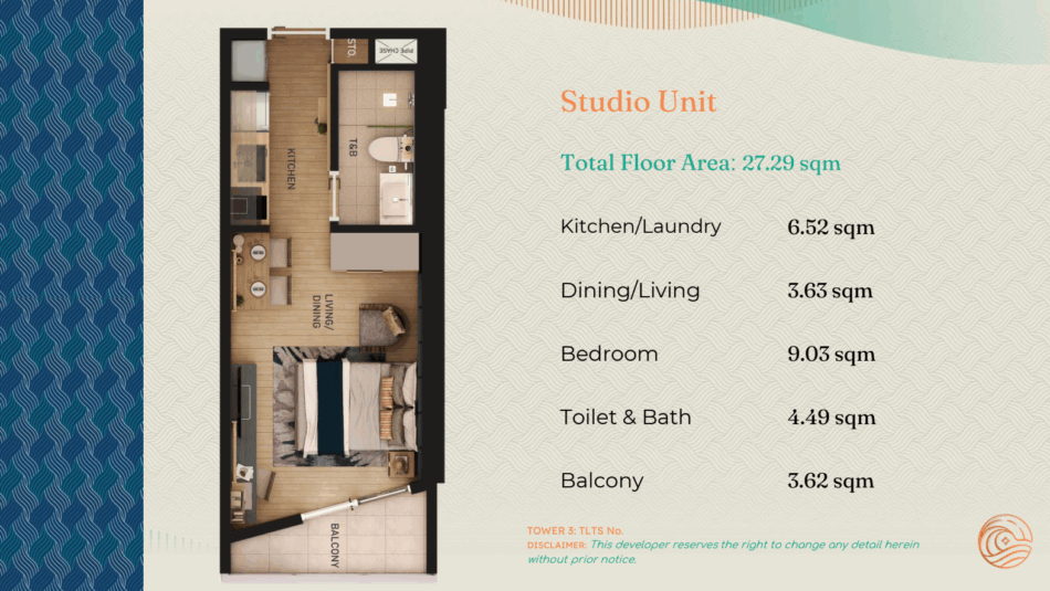Costa Mira Mactan studio unit floor plan