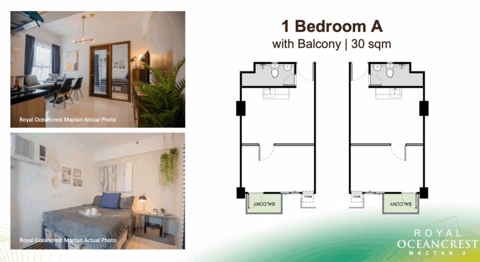Royal Oceancrest 1 Bedroom A unit floor plan, 30 sqm