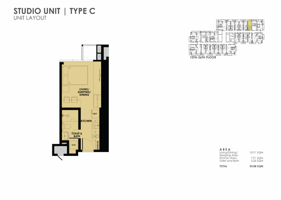 Studio Type C unit floor plan
